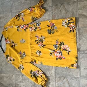 Floral Yellow Dress with Long Sleeves